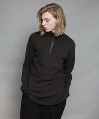 WOOL STAND-COOLAR ZIP PULL-OVER/KHAKI
