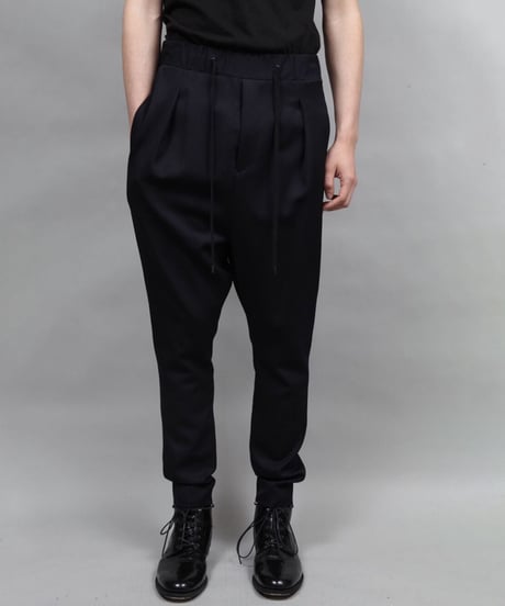 WOOL SARROUEL PANTS/NAVY