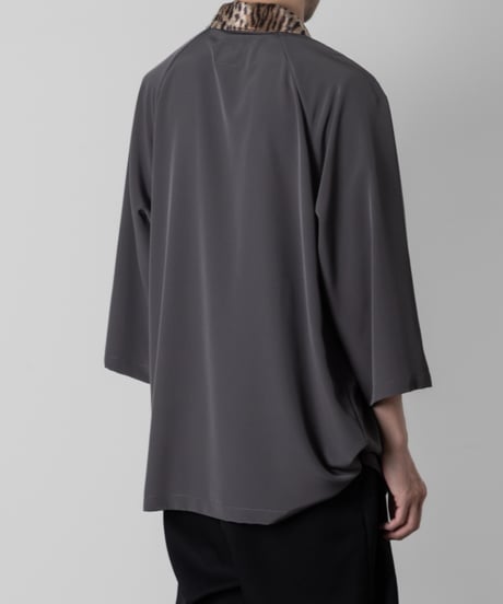 leopard print collar shirts/GRAY