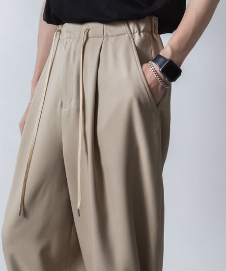 RECYCLE POLYESTER CUFFS PANTS/BEIGE