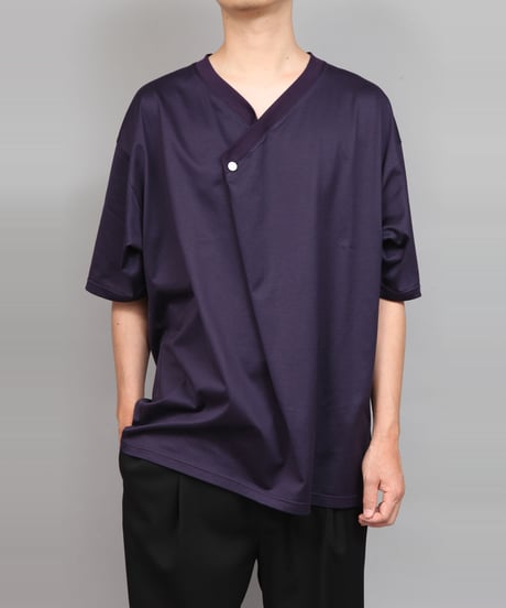 DRAPE V-NECK T-SHIRT/PURPLE
