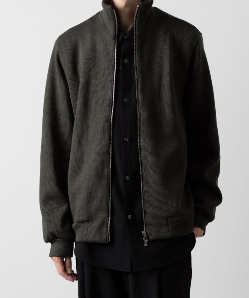 STAND COLLAR ZIP CARDIGAN/KHAKI | ato AOYAMA