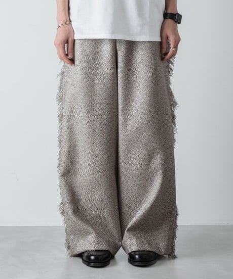 WIDE FRINGE PANTS/GRAY