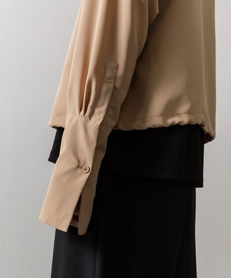 DOUBLE CUFFS HOOD ZIP SHIRT/BEIGE