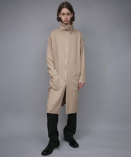 RECYCLE POLYESTER STAND COLLAR COAT