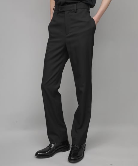 RECYCLE POLYESTER STRAIGHT PANTS / BLACK