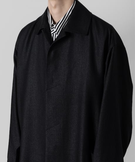 SLUB YARN BALMACAN COAT/BLACK