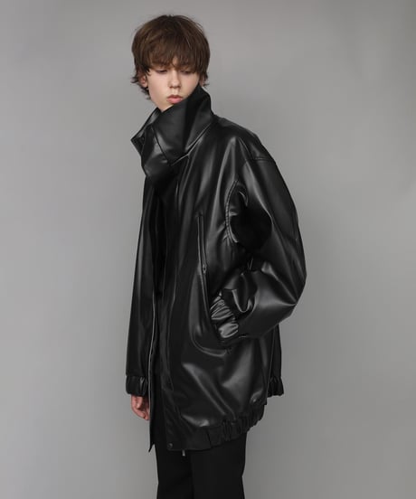 SYNTHETIC LEATHER BLOUSON/BLACK