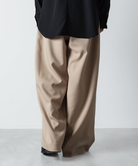 RECYCLE POLYESTER WIDE PANTS/BEIGE