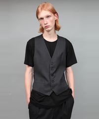 WOOL GABARDINE VEST/CHARCOAL