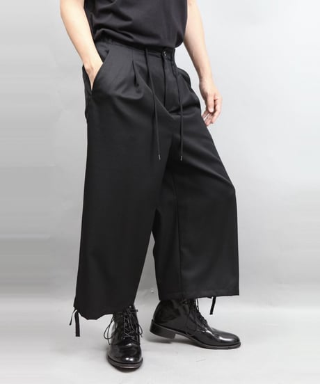 DRAW CODE WIDE PANTS/BLACK