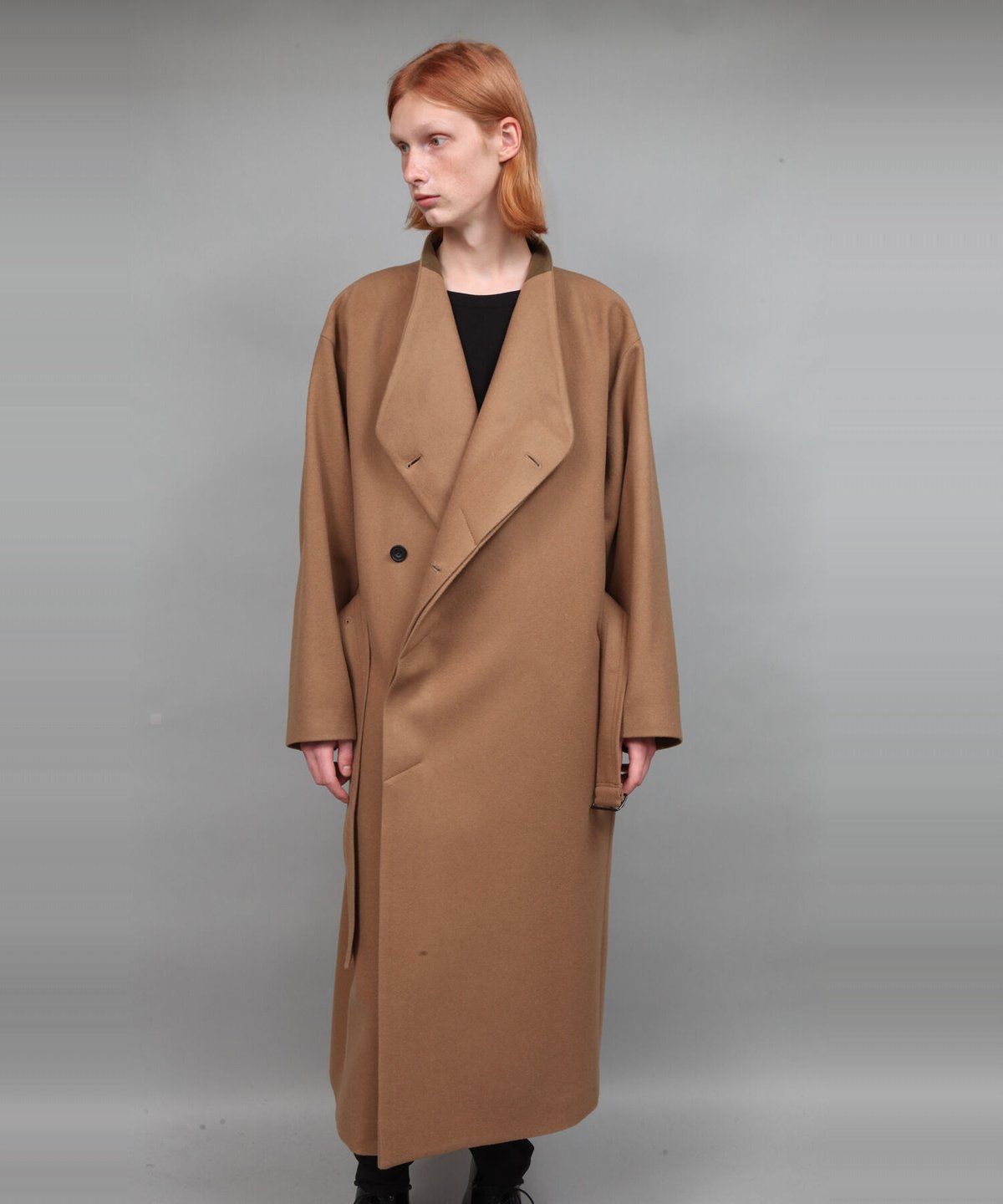 NO COLLAR BELTED COAT/BEIGE | ato onlinestore