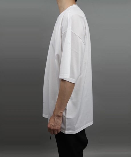 METALCOLOR BUTTON DRAPE T-SHIRT/WHITE