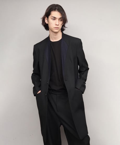 color cloth long jacket/BLACK