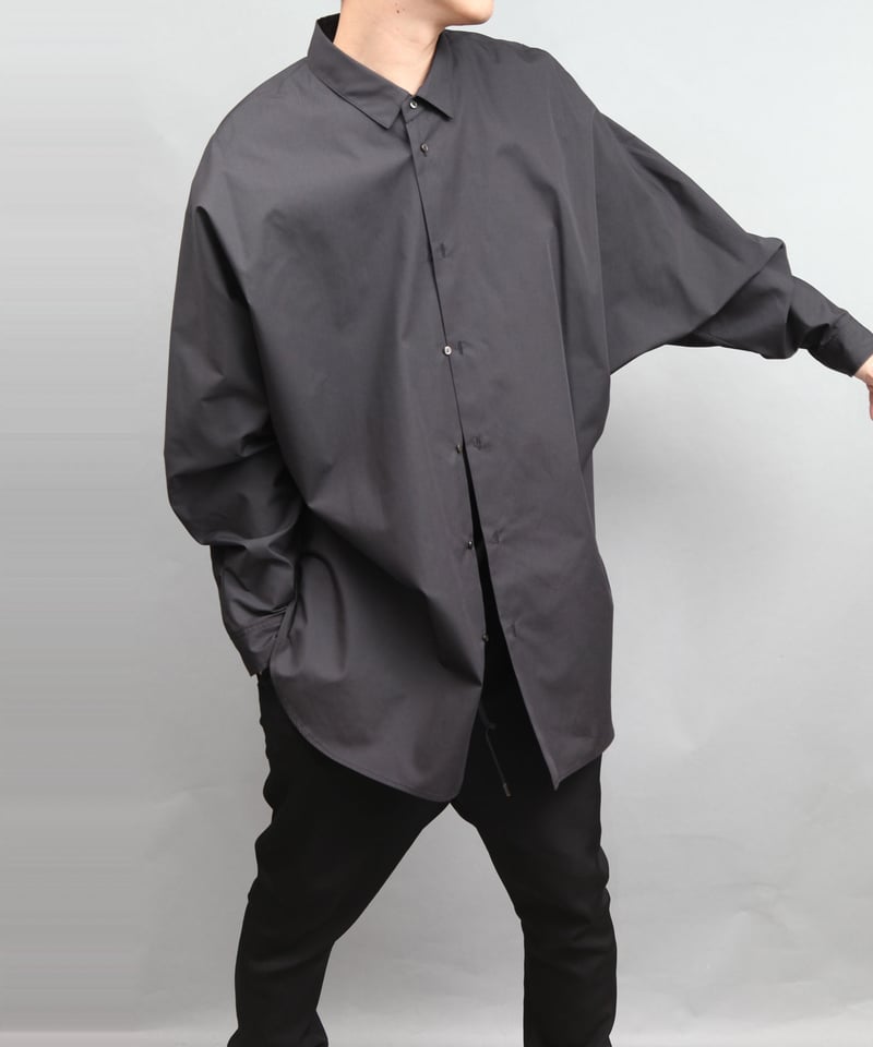新品未使用　DOLMAN SLEEVE SHRITブラック　オーバーサイズ NEW GENTLEMAN シャツ トロミ タイ付 オーバーサイズシャツ