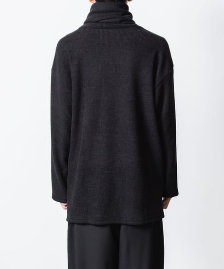 JACKAL RIB OVERSIZED TURTLE-NECK/BLACK