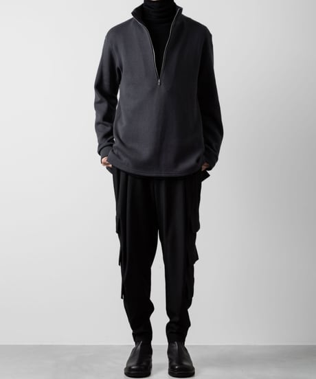 STAND COLLAR ZIP PULLOVER/CHARCOAL