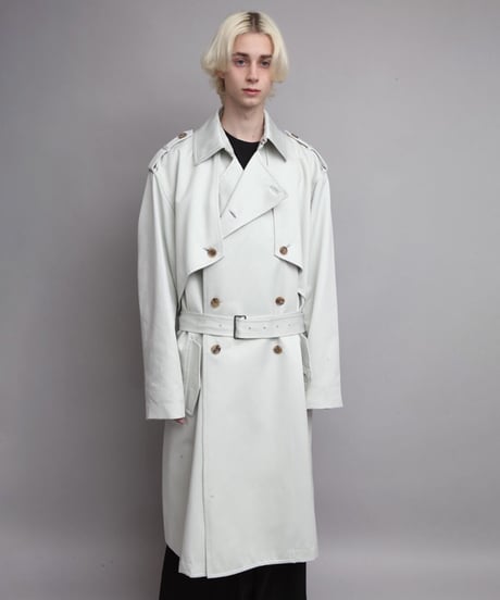 SATIN TRENCH COAT/L.GREEN