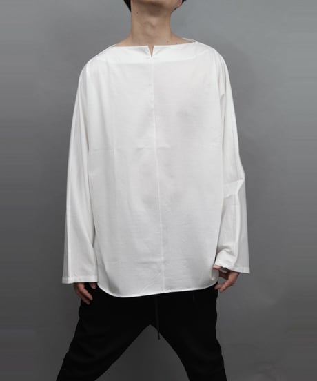 60/2 T-CLOTH SLIT BOAT NECK T-SHIRT/WHITE