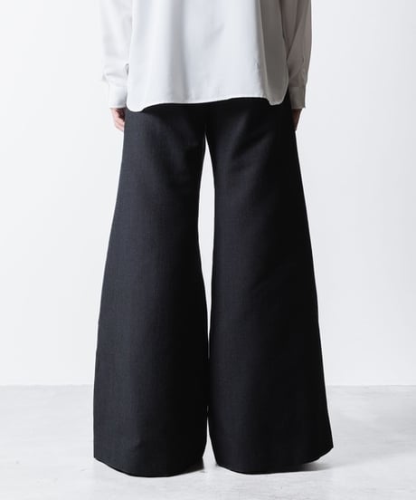 RECYCLE POLYESTER/WOOL WIDE FLAIR PANTS / BLACK