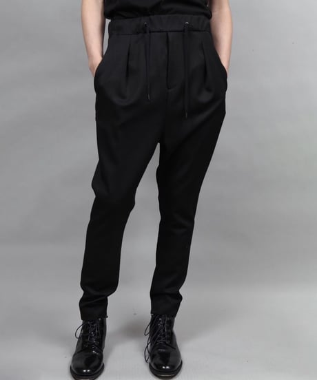 WOOL SARROUEL PANTS/BLACK