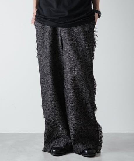 WIDE FRINGE PANTS/BLACK