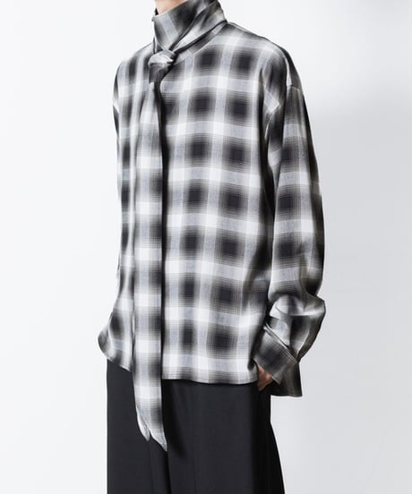 OMBRE-CHECK SHORT SCARF SHIRTS/BLACK