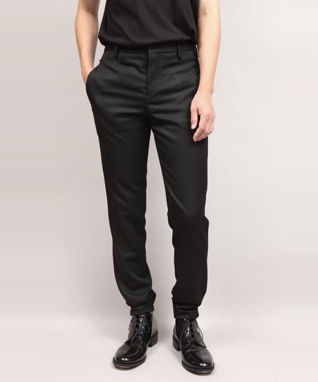 WOOL TWILL TAPERED PANTS/BLACK