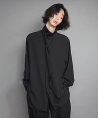 Crepe de Chine SCARF SHIRTS/BLACK