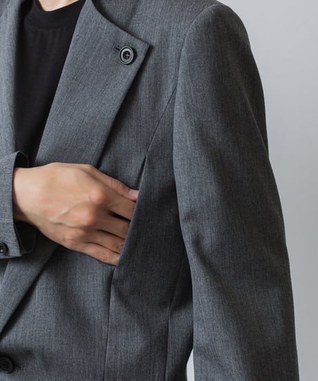 LAPEL BUTTONED JACKET/GRAY