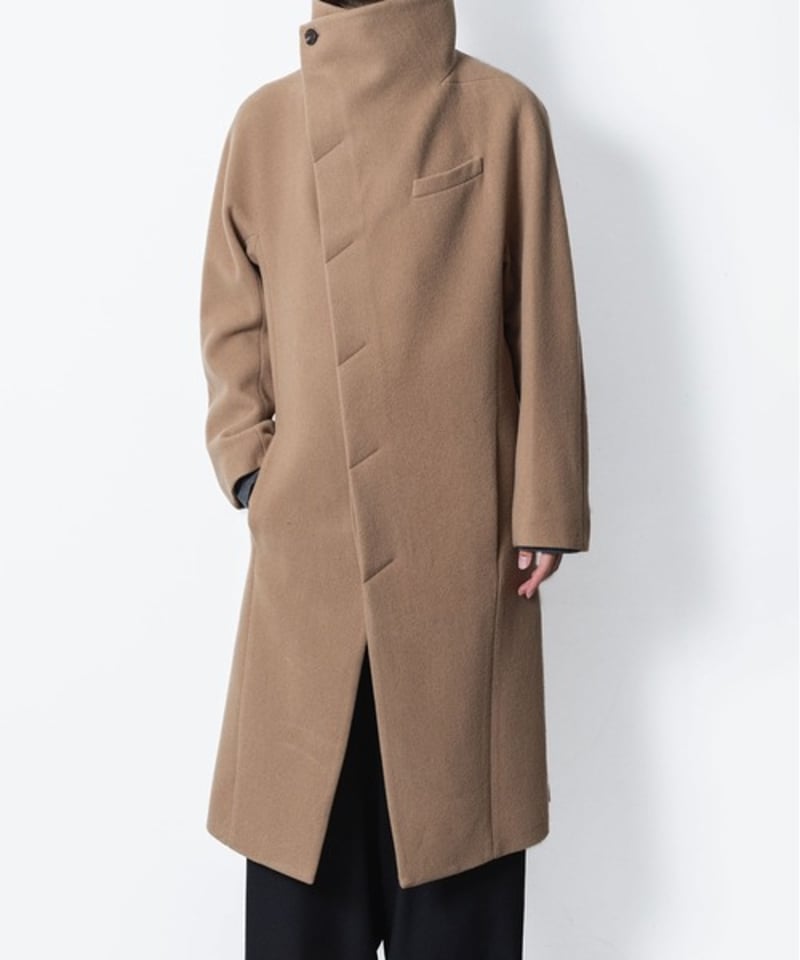 ENGLAND LAMB MELTON STAND COLLAR COAT/BEIGE | a