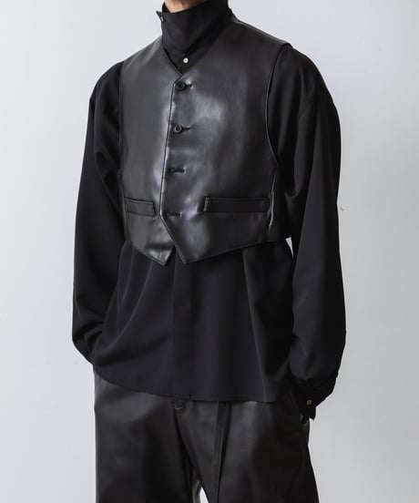 SYNTHETIC LEATHER VEST/BLACK