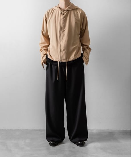 DOUBLE CUFFS HOOD ZIP SHIRT/BEIGE