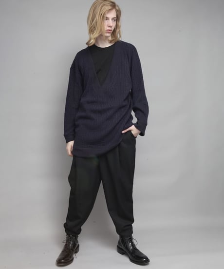 DEEP V-NECK LONG JERSEY/NAVY