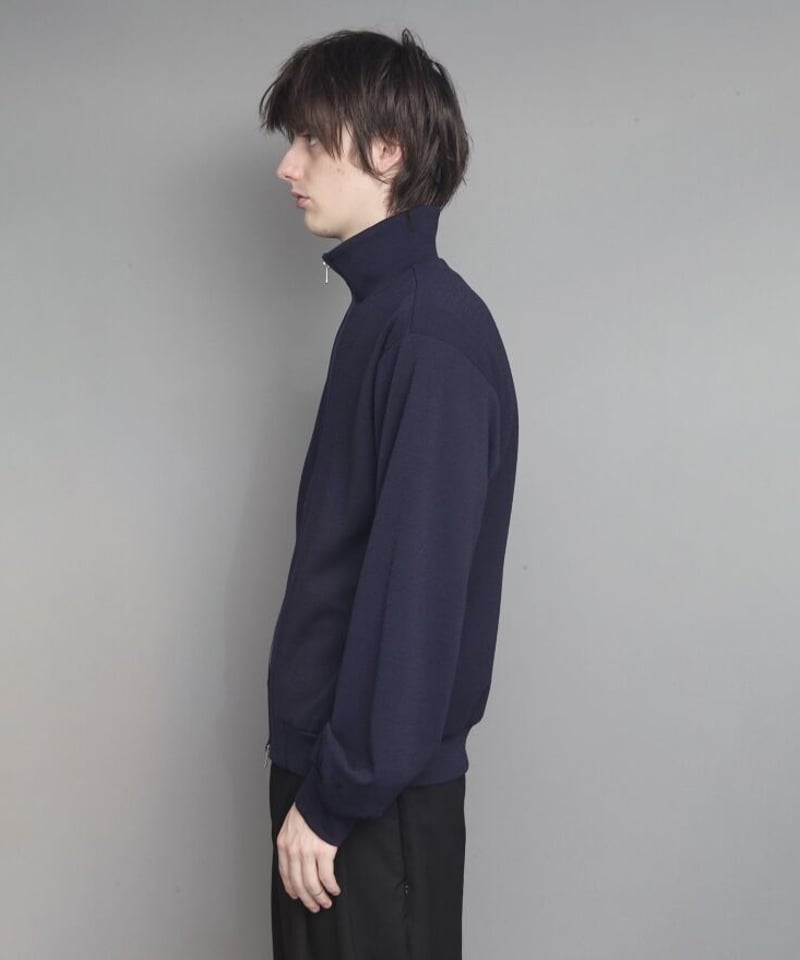 WOOL STAND COLLAR ZIP CARDIGAN/BLACK | ato AOYAMA