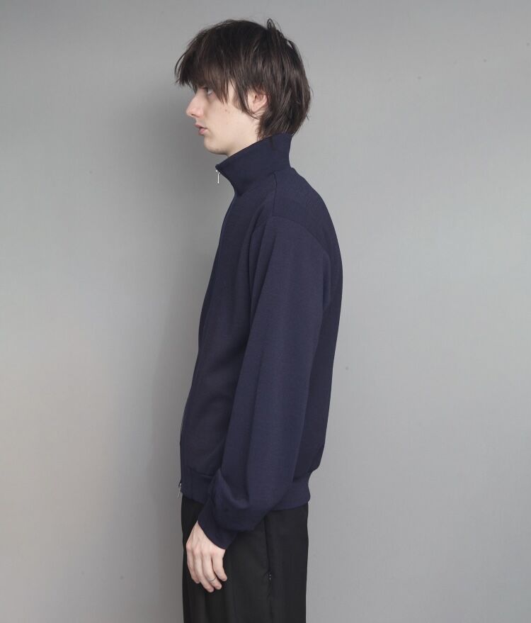 WOOL STAND COLLAR ZIP CARDIGAN/BLACK | ato AOYAMA