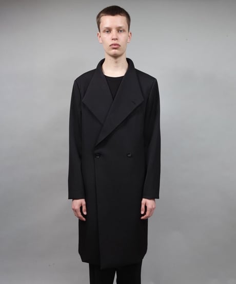 crease double short coat/BLACK