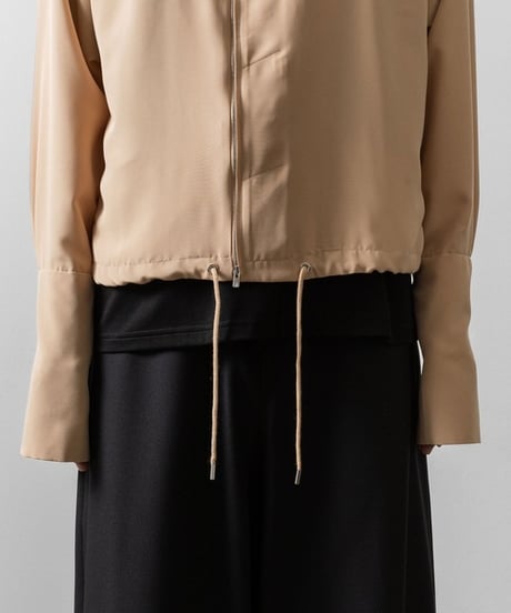 DOUBLE CUFFS HOOD ZIP SHIRT/BEIGE
