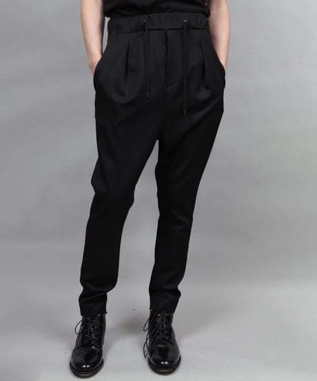 WOOL SARROUEL PANTS/BLACK