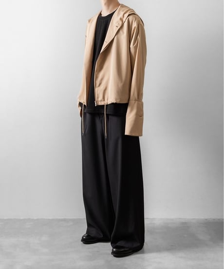 DOUBLE CUFFS HOOD ZIP SHIRT/BEIGE
