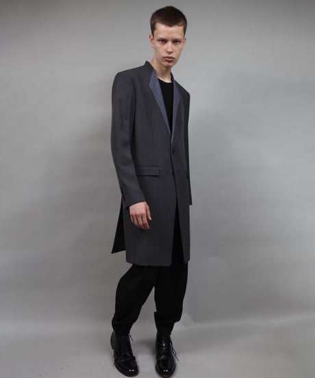 color cloth long jacket/DARK GRAY