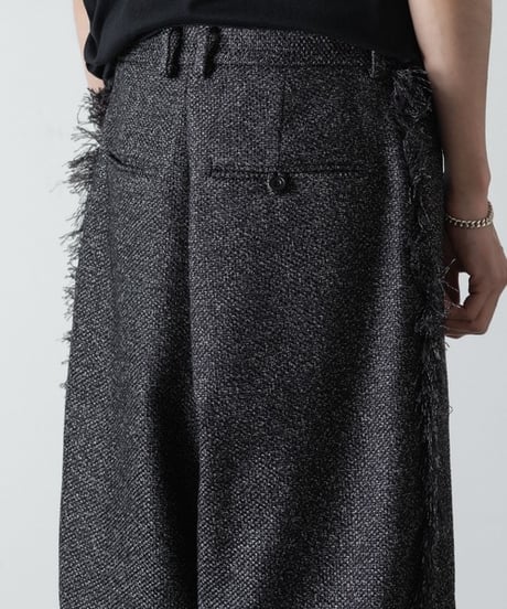 WIDE FRINGE PANTS/BLACK