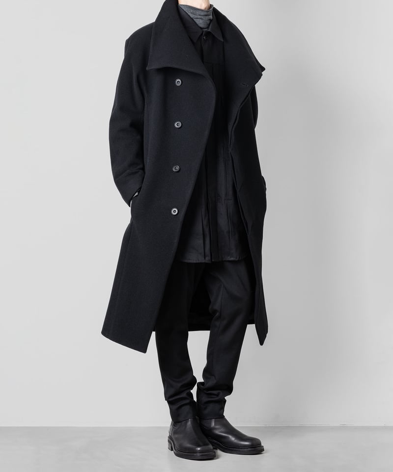 ENGLAND LAMB MELTON STAND COLLAR COAT/NAVY | at