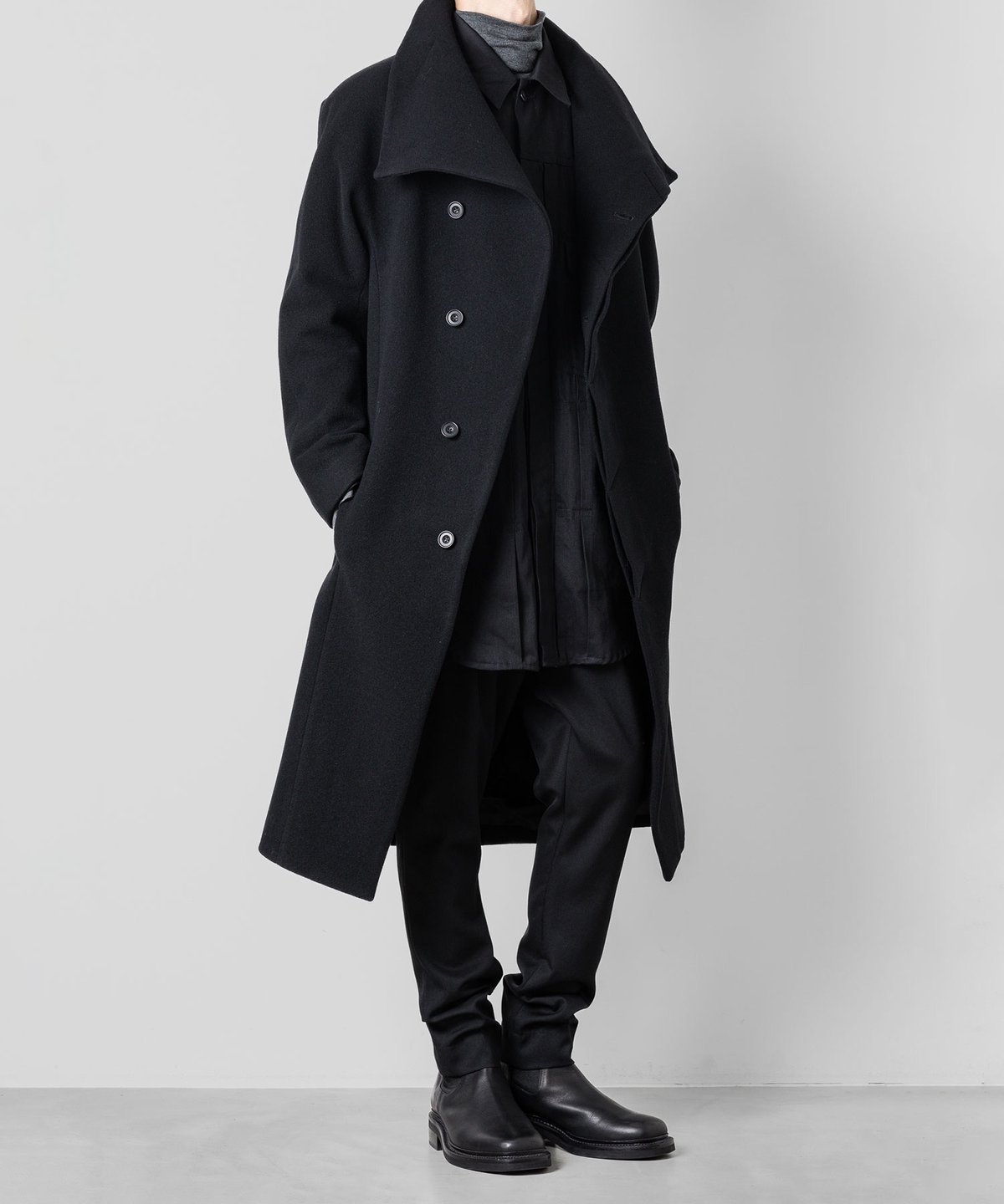 ＜Ｈ＞PILE MELTON STAND COLLAR COAT ENGLAND LAMB MELTON STAND COLLAR COAT/NAVY | at