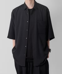 Crepe de Chine half sleeve shirts/BLACK