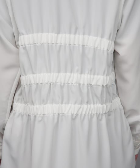 OVERSIZED SHIRRING SHIRTS/WHITE