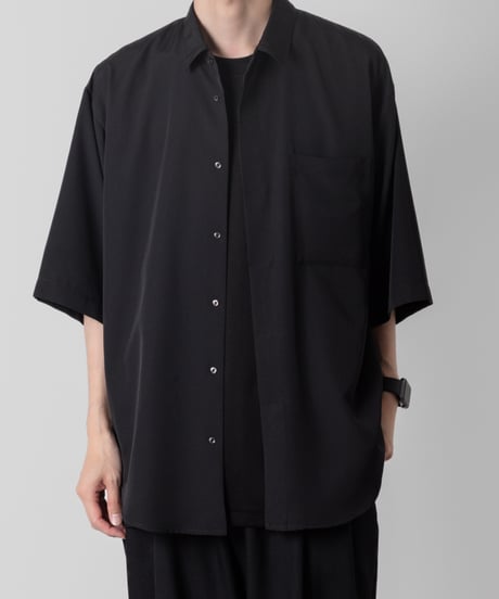 Crepe de Chine half sleeve shirts/BLACK