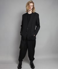 WOOL TWILL NO-COLLAR JACKET/BLACK