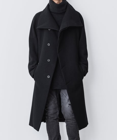 ENGLAND LAMB MELTON STAND COLLAR COAT/BLACK