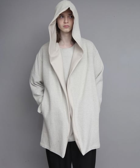 DRAPE HOOD CARDIGAN/L.GRAY